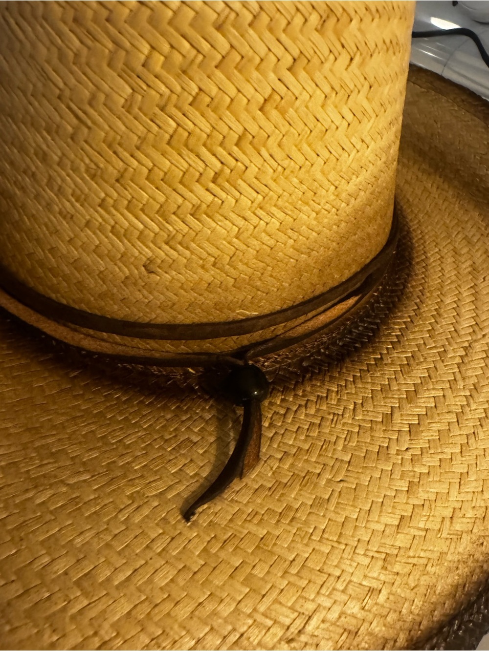 Women’s Straw Cowboy Hat in Tan with Dark Brown Trim - Picture 8 of 15